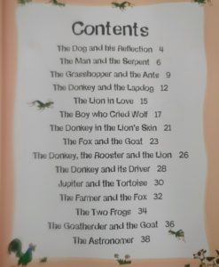 Aesop's Fables - The Boy Who Cried Wolf And Other Aesop's Fables - Contents Page