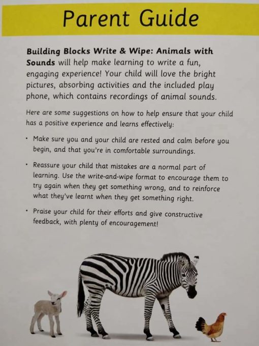 Hinkler Building Blocks Write and Wipe Animals with Sounds Parent Guide