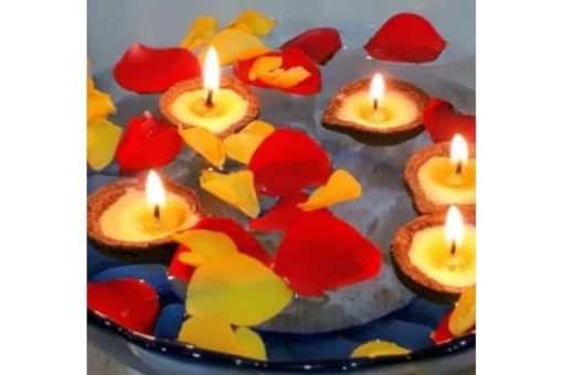 Organic Diwali Diyas floating