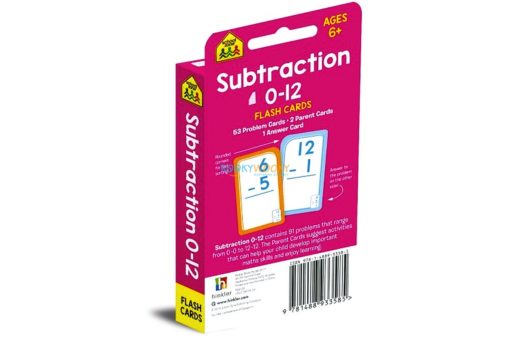 Subtraction 0 12 Flash Cards back cover