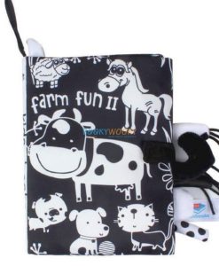 Farm Fun 2 Animal Tails Black White Cloth Book cover