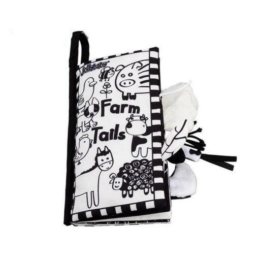 Farm Tails Animal Tails Black White Cloth Book Jollybaby cover