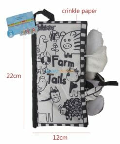 Farm Tails Animal Tails Black White Cloth Book Jollybaby size