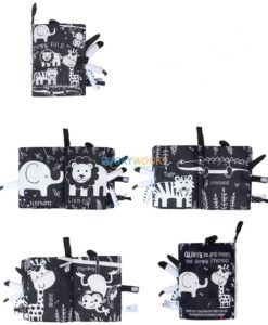 Jungly Fun 2 Animal Tails Black White Cloth Book all pages
