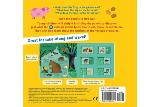 Who Eats What A Slide and Learn Book 9782408004361 back coverjpg