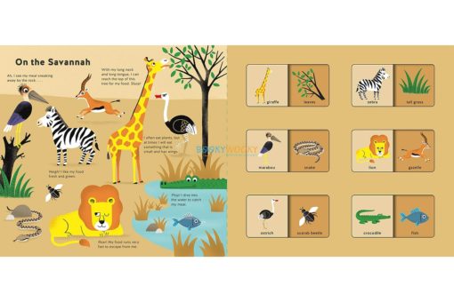Who Eats What A Slide and Learn Book 9782408004361 on the savannah openjpg