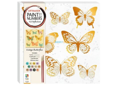 ArtMaker Paint by Numbers Foil Reflections Vintage Butterflies Canvas 9354537012298